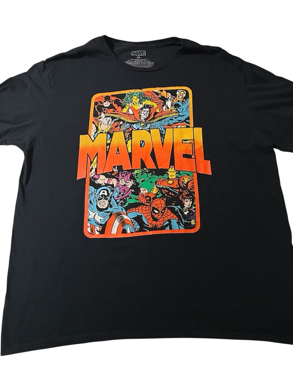 Marvel Graphic T-Shirt XL Vintage Comic Book Spider-Man Captain America Avengers